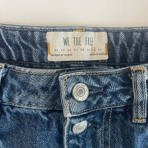 Free People We The Free Denim Cutoff Skirt Distressed Button Fly - Size 30 - Picture 4 of 5